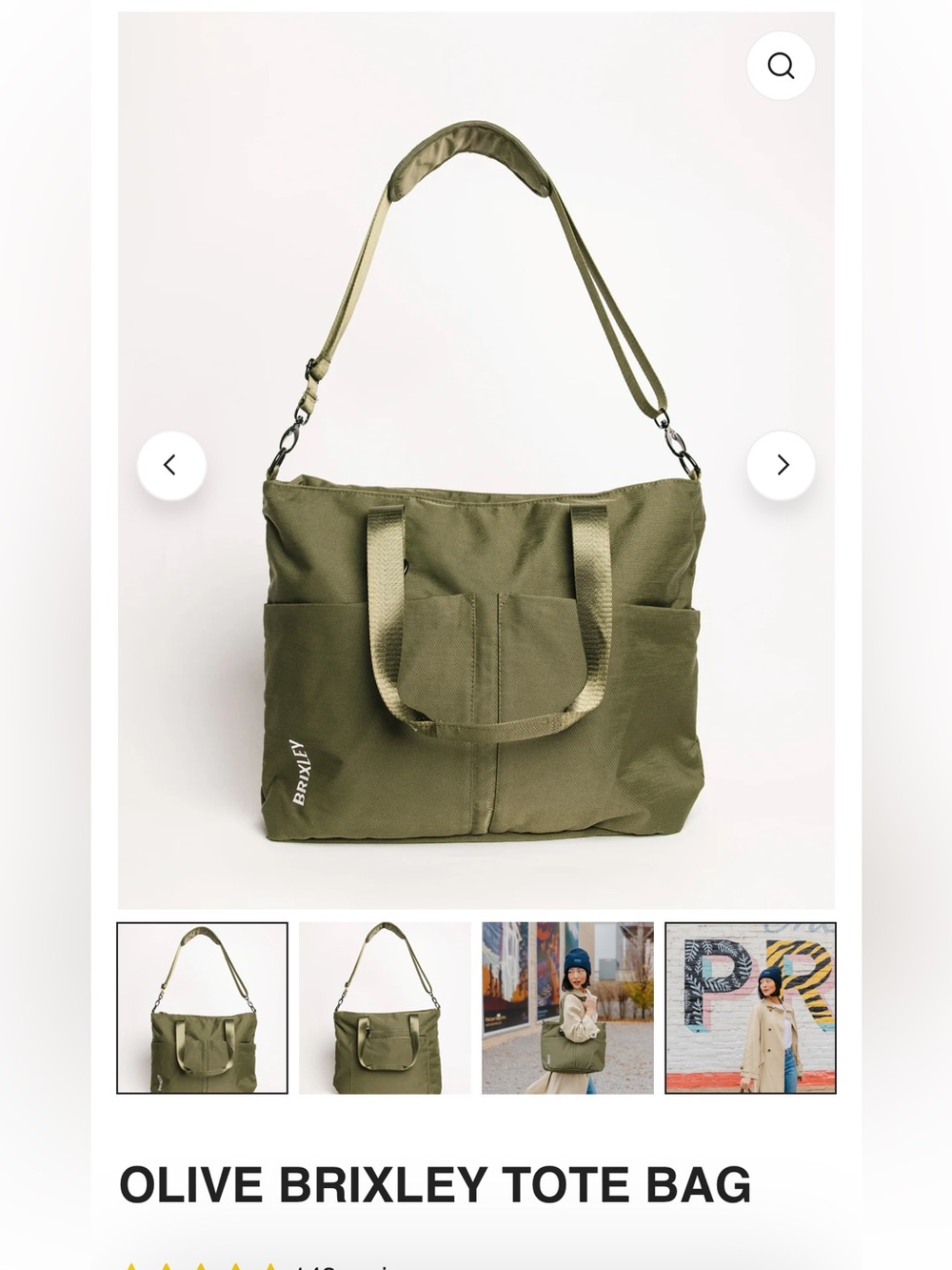 Olive Green Brixley Tote Bag